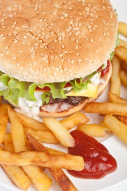 büyük lezzetli peynirli burger