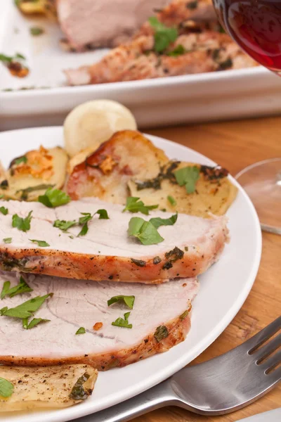 Boneless Pork Loin Roast with Herbed Pepper Rub — Stock Photo, Image