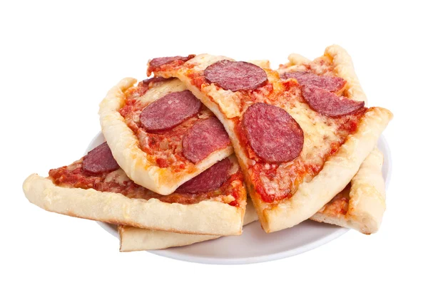 Sliced salami pizza — Stock Photo, Image
