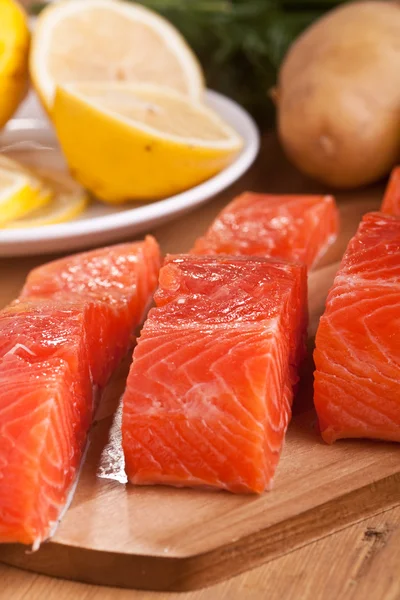 Three salmon pieces — Stock Photo, Image