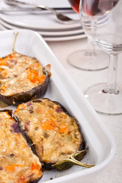 Stuffed with cheese aubergines — Stock Photo, Image