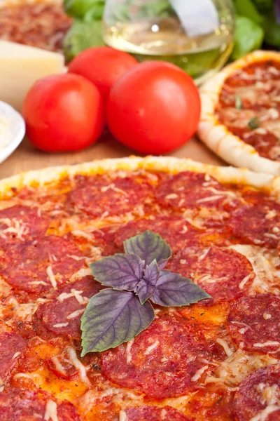Läckra salami pizza — Stockfoto