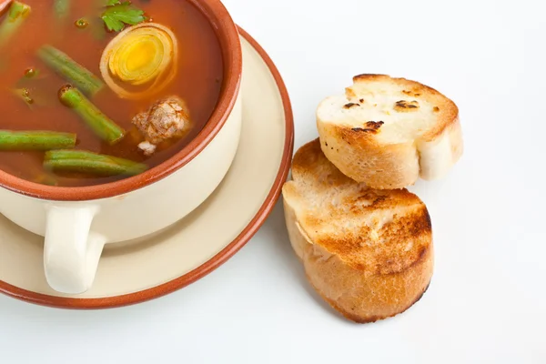Tomato soup with meatballs — Stock Image Tomato soup with meatballs Royalty Free Stock Images