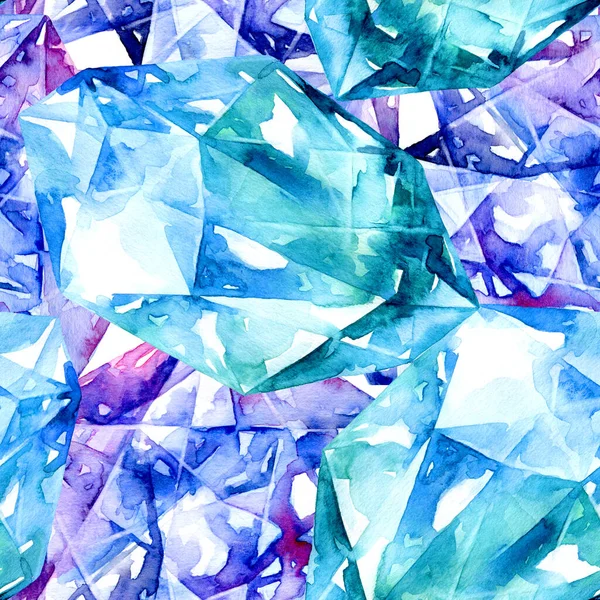 Aquarell Nahtloses Muster Mit Kristallen — Stockfoto