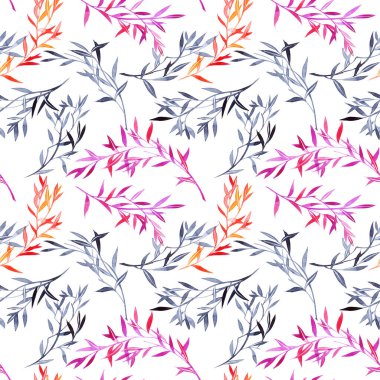 Beyaz arkaplanda dikişsiz yaprak deseni