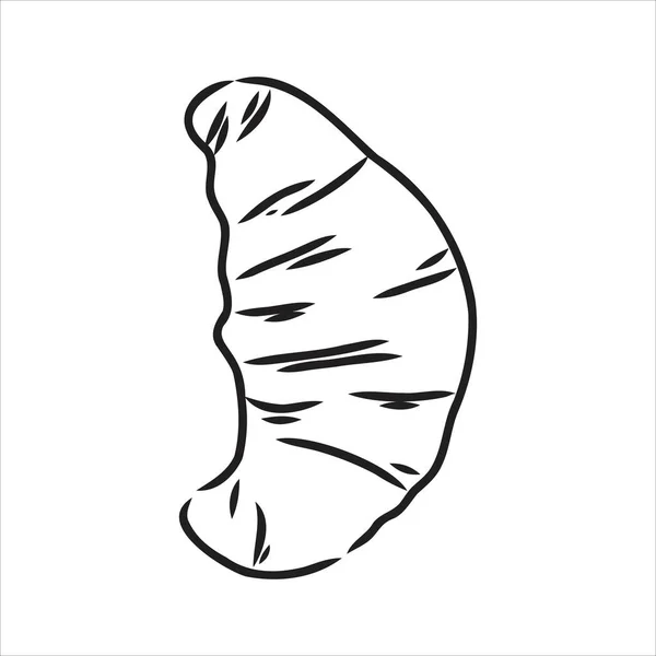 Croissant Doodle, uno scarabocchio vettoriale disegnato a mano illustrazione di un Croissant . — Vettoriale Stock