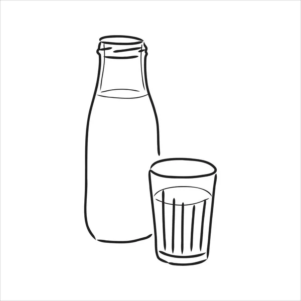 Ilustración de botellas de leche sobre fondo blanco — Vector de stock