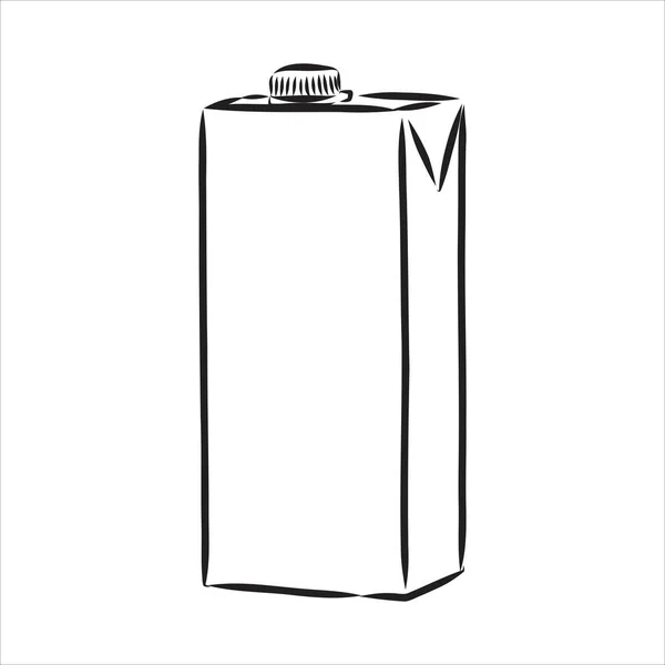 Milk container or box packaging. vector hand drawn sketch illustration — Stock Vector