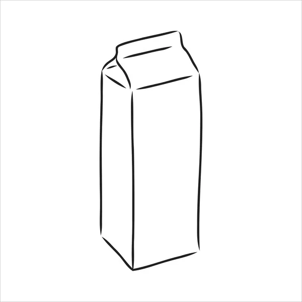 Embalagem do recipiente ou da caixa de leite. vetor desenhado à mão esboço ilustração — Vetor de Stock
