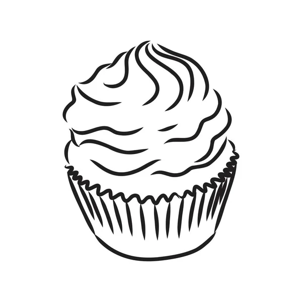 Kresba pohár dort cupcake vektor náčrt — Stockový vektor
