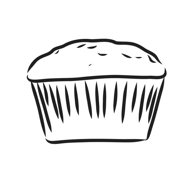 Dibujo de una taza de pastel cupcake vector bosquejo — Archivo Imágenes Vectoriales