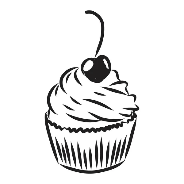 Desenho de um desenho vetorial de cupcake de bolo de xícara — Vetor de Stock