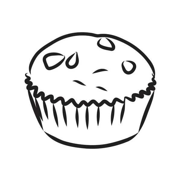 Dessin d'une tasse gâteau cupcake vecteur croquis — Image vectorielle