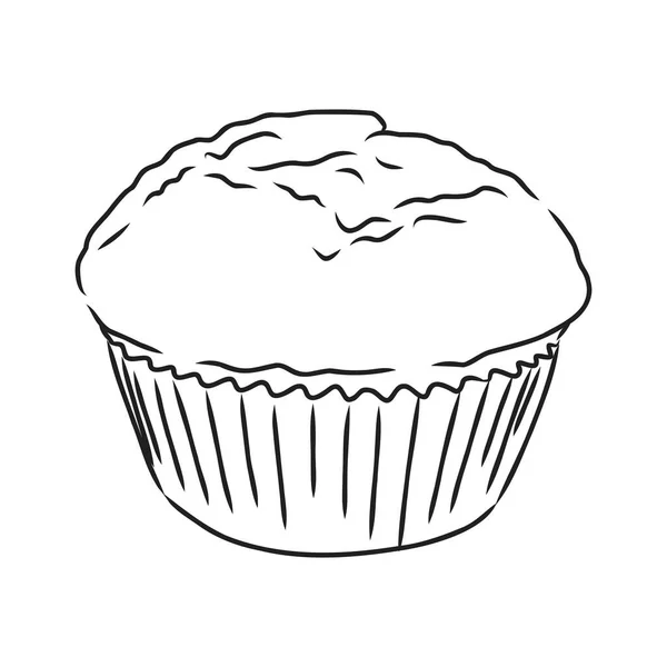 Dibujo de una taza de pastel cupcake vector bosquejo — Vector de stock