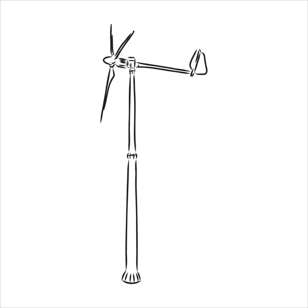 風力発電所。手描きの背景イラスト. — ストックベクタ