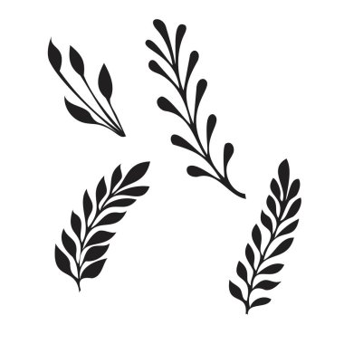 Yapraklı el çizimi ağaç dalları