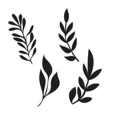 Yapraklı el çizimi ağaç dalları