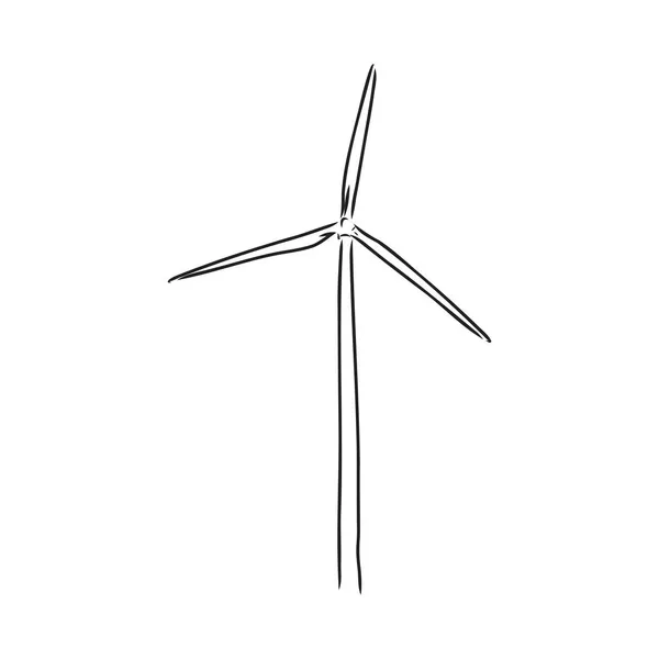 Wind power plant. Hand getekende vectorillustratie. — Stockvector