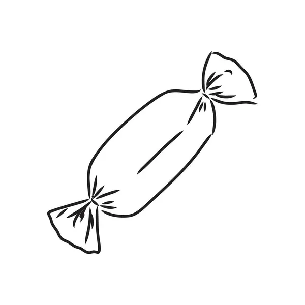 Hand Drawn Candy τυλιγμένο Sketch Σύμβολο απομονώνονται σε λευκό φόντο. Διάνυσμα καραμέλες σε μοντέρνο στυλ — Διανυσματικό Αρχείο