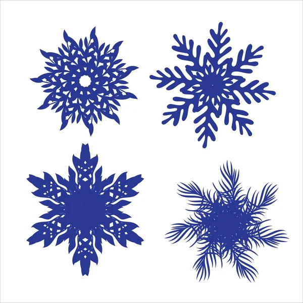 Set di fiocchi di neve. Modello tagliato al laser per cartoline natalizie, elementi di design, scrapbooking. Illustrazione vettoriale. — Vettoriale Stock