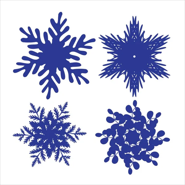 Juego de copos de nieve. Patrón de corte por láser para tarjetas de papel de Navidad, elementos de diseño, scrapbooking. Ilustración vectorial. — Vector de stock