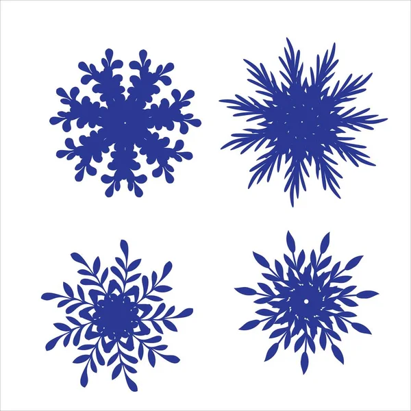 Juego de copos de nieve. Patrón de corte por láser para tarjetas de papel de Navidad, elementos de diseño, scrapbooking. Ilustración vectorial. — Archivo Imágenes Vectoriales