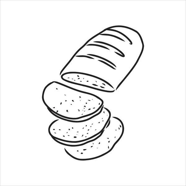 Pan comido. Vector negro dibujado a mano ilustración grabado vintage para cartel, etiqueta y panadería menú. Aislado sobre el fondo blanco. — Vector de stock