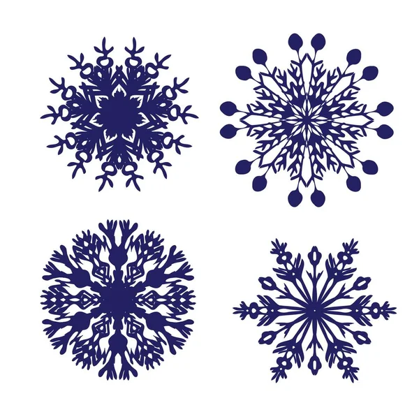 Hand-Drawn Seasons Greetings Winter Snowflakes Sketchy Notebook Doodles- Vector Illustration Design Elements on Lined Sketchbook Paper Background — 스톡 벡터