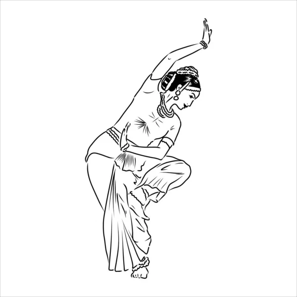 Συνοπτικό σκίτσο Ινδής χορεύτριας — Διανυσματικό Αρχείο
