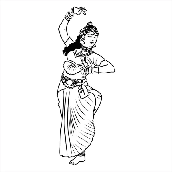 Эскиз индийской танцовщицы — стоковый вектор