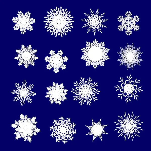 Bellissimi fiocchi di neve set per il design invernale di Natale — Vettoriale Stock