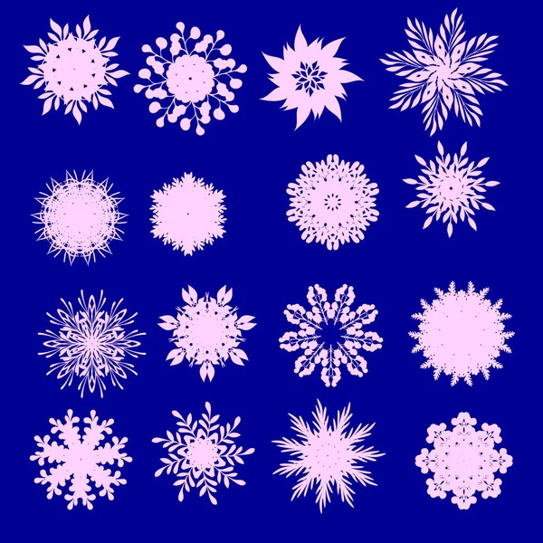 Bellissimi fiocchi di neve set per il design invernale di Natale — Vettoriale Stock