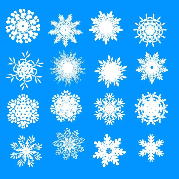 Hermoso conjunto de copos de nieve para el diseño de invierno de Navidad — Vector de stock