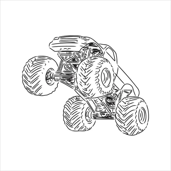 Σκίτσο του Monster Truck διανυσματική εικονογράφηση τέρας φορέα φορτηγό — Διανυσματικό Αρχείο