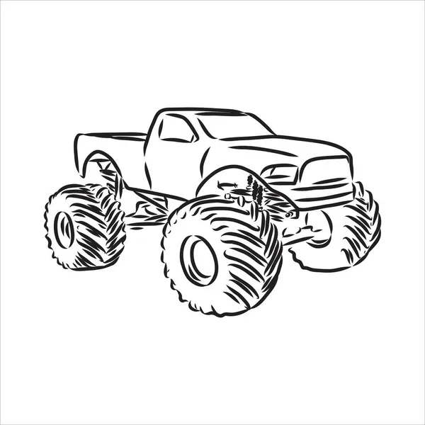 Boceto de Monster Truck Vector Ilustración monstruo camión vector — Archivo Imágenes Vectoriales