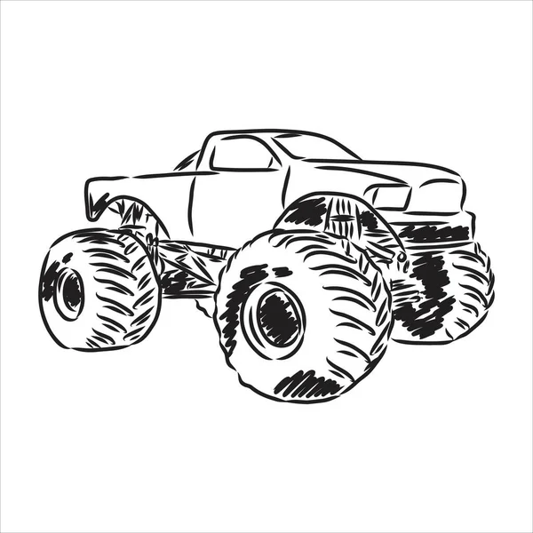 Sketch of Monster Truck Vector Illustration monster truck vector — Stock Vector