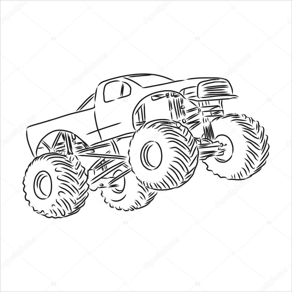 Sketch of Monster Truck Vector Illustration monster truck vector sketch