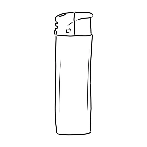 Modèle vectoriel de briquet de cigarette isolé sur un fond gris. Schéma esquisse technique des accessoires. — Image vectorielle