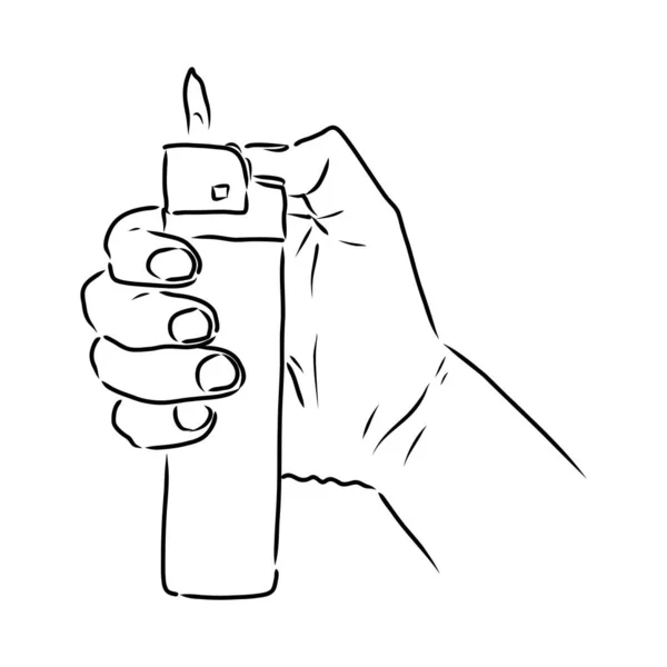 Запальничка сигарети Векторний шаблон ізольовано на сірому фоні. Начерк технічного ескізу аксесуарів . — стоковий вектор
