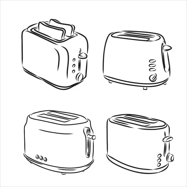 Doodle-Stil Frühstück Toaster Illustration im Vektorformat. — Stockvektor