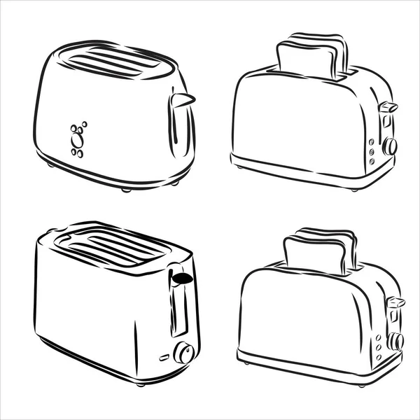 Doodle tarzı kahvaltı tost makinesi illüstrasyon Vektör formatında. — Stok Vektör