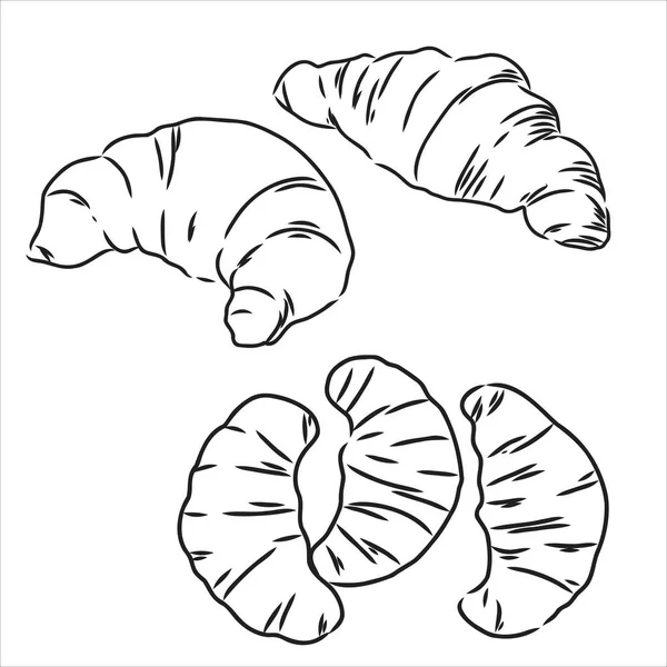 Croissant Doodle, een hand getrokken doodle vectorillustratie van een Croissant. — Stockvector