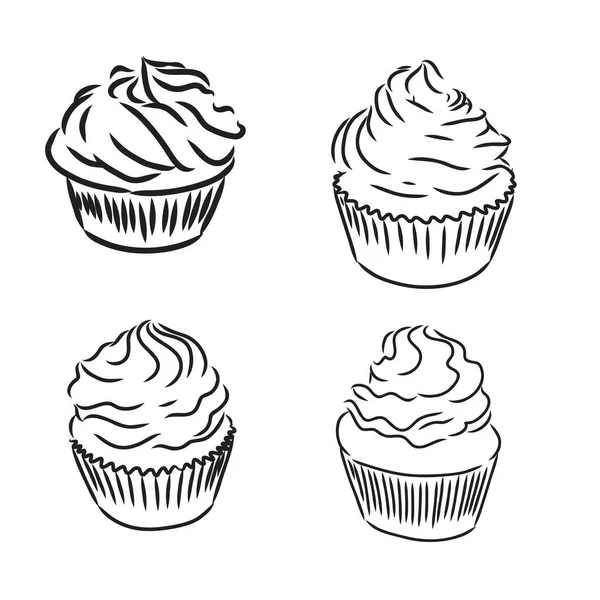 Dessin d'une tasse gâteau cupcake vecteur croquis — Image vectorielle