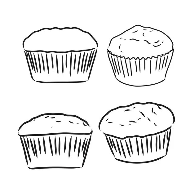 Zeichnung eines Cup Cake Cupcake Vektor Skizze — Stockvektor