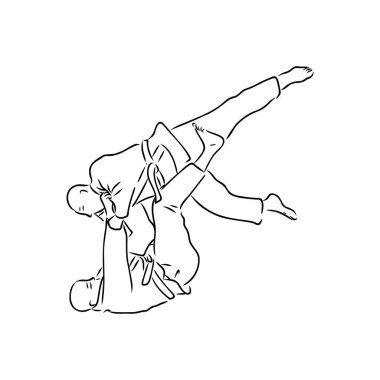 Brezilya Jiu Jitsu Tekniği Vektör Resimlerinde
