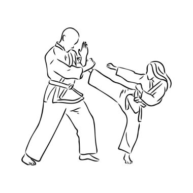 Brezilya Jiu Jitsu Tekniği Vektör Resimlerinde