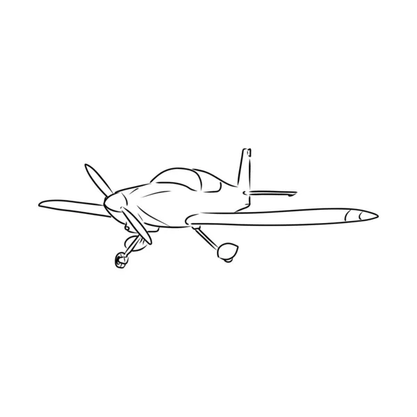Leichtes einmotoriges Flugzeug mit Pilot fliegt vor dem Hintergrund einer abstrakten Landschaft. Vektorillustration. — Stockvektor