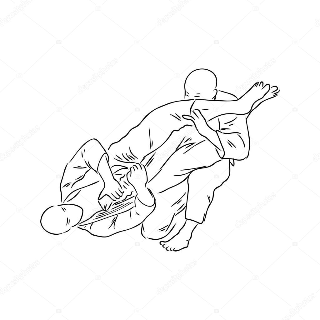 Brazilian Jiu Jitsu Technique in Vector Illustration