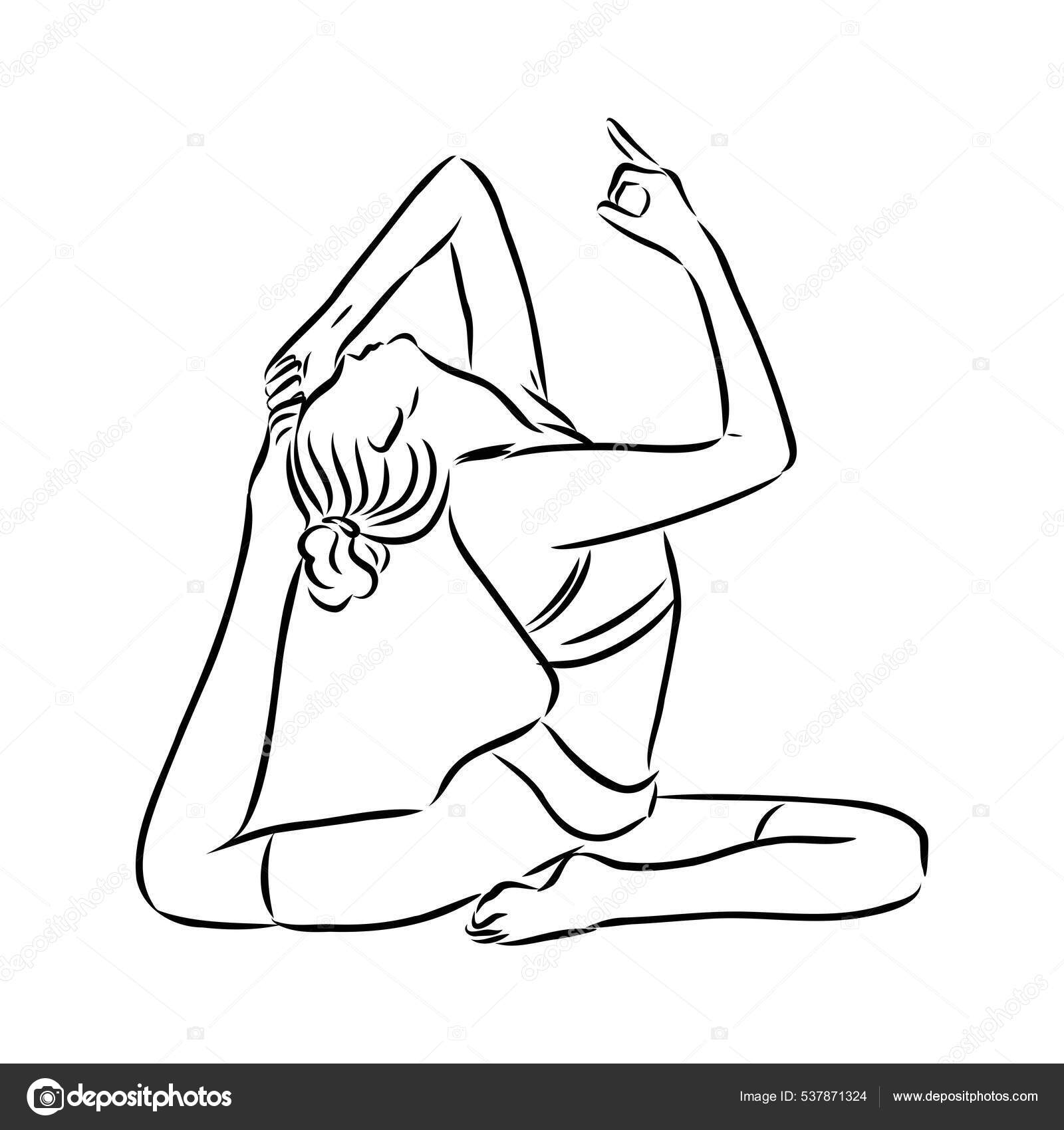Pose de ioga. Desenho de linha. Conceito de vida saudável - Ilustração  vetorial imagem vetorial de Elalalala.yandex.ru© 537871324