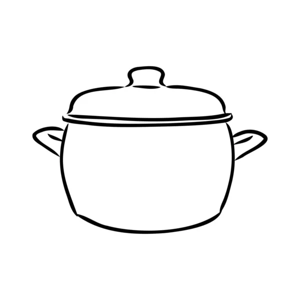 Symbole de croquis de casserole dessiné à la main. Élément de pot vectoriel dans un style tendance . — Image vectorielle